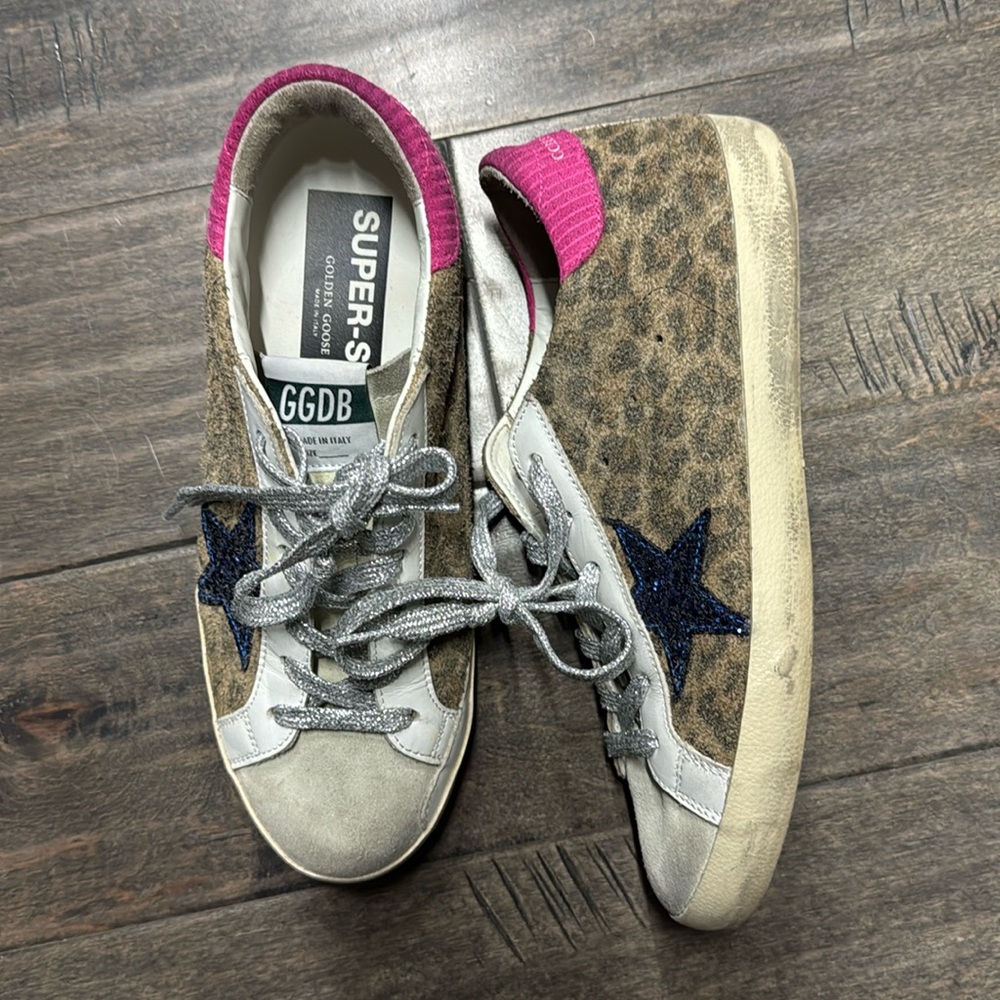 Golden goose leopard print with blue star super star - Picture 1 of 11